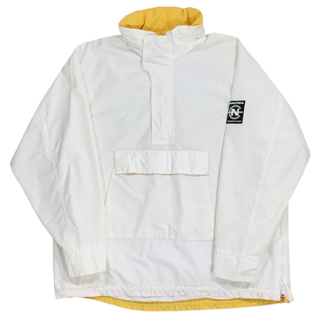 Vintage Nautica Competition 1/4 Zip Hooded Pullover White/ Navy